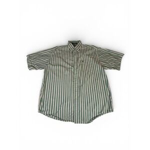 Tommy Hilfiger Green White Striped Shirt Mens Large Cotton Preppy Classic Button
